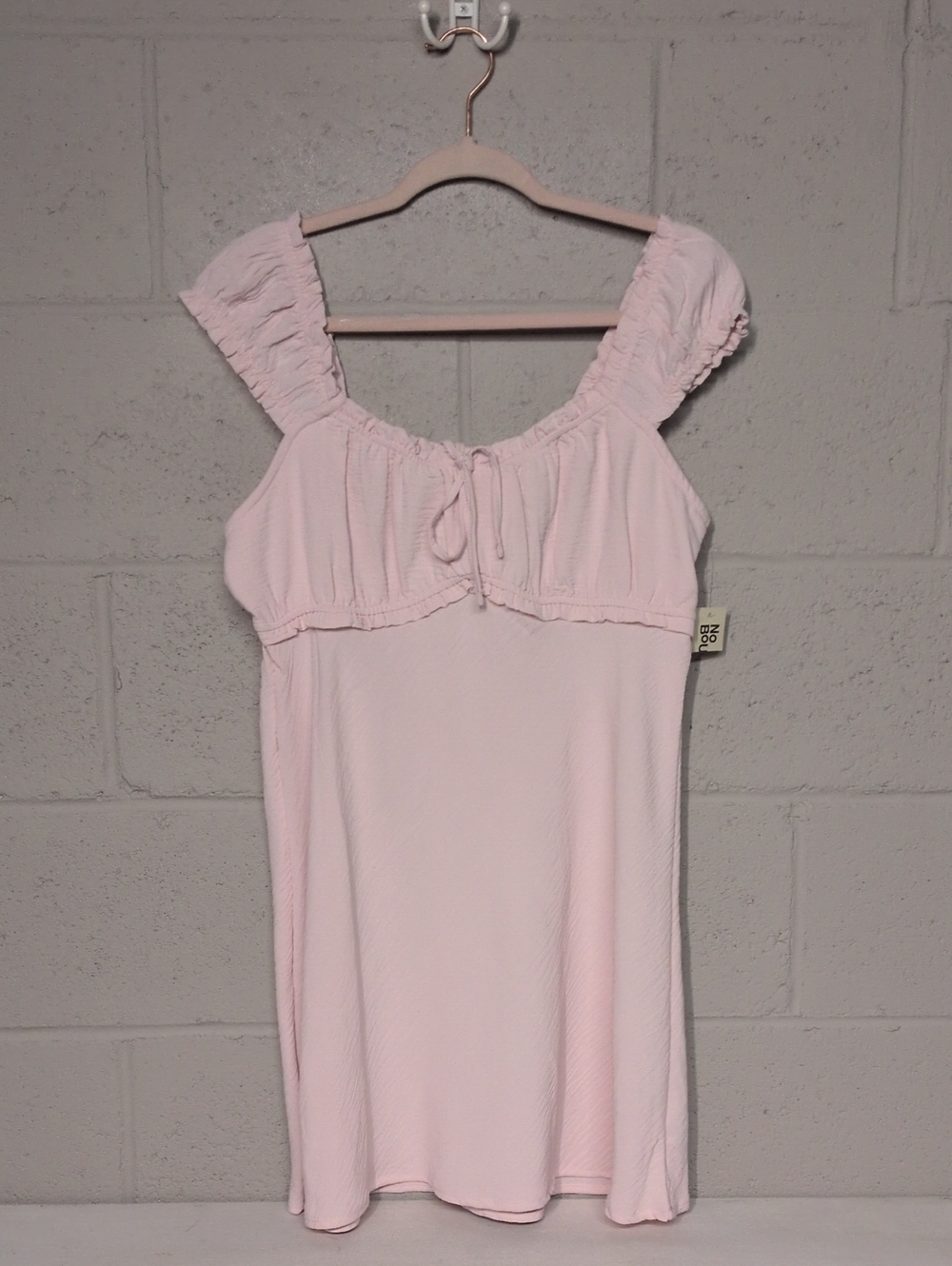 No Boundaries Light Pink Ruffle-Trim Babydoll Mini Dress Size Large NWT